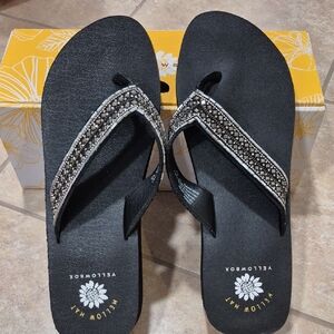 Yellow Box Black and Silver Beaded Sandals